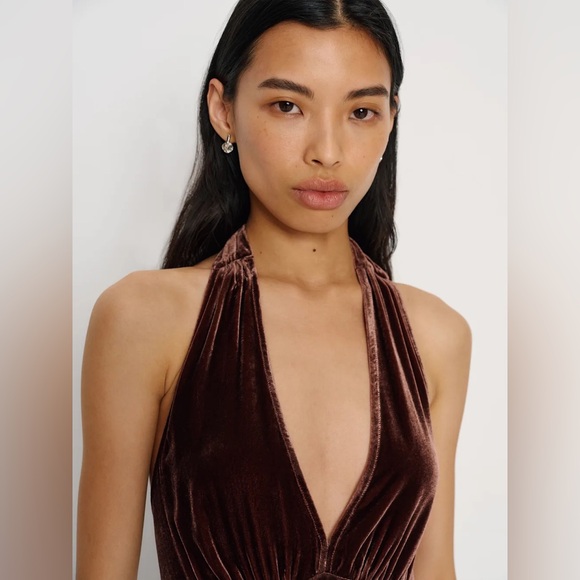 Reformation Briony Velvet Dress In Mahogany, NWOT, NEVER WORN, NO FLAWS. - Picture 3 of 4